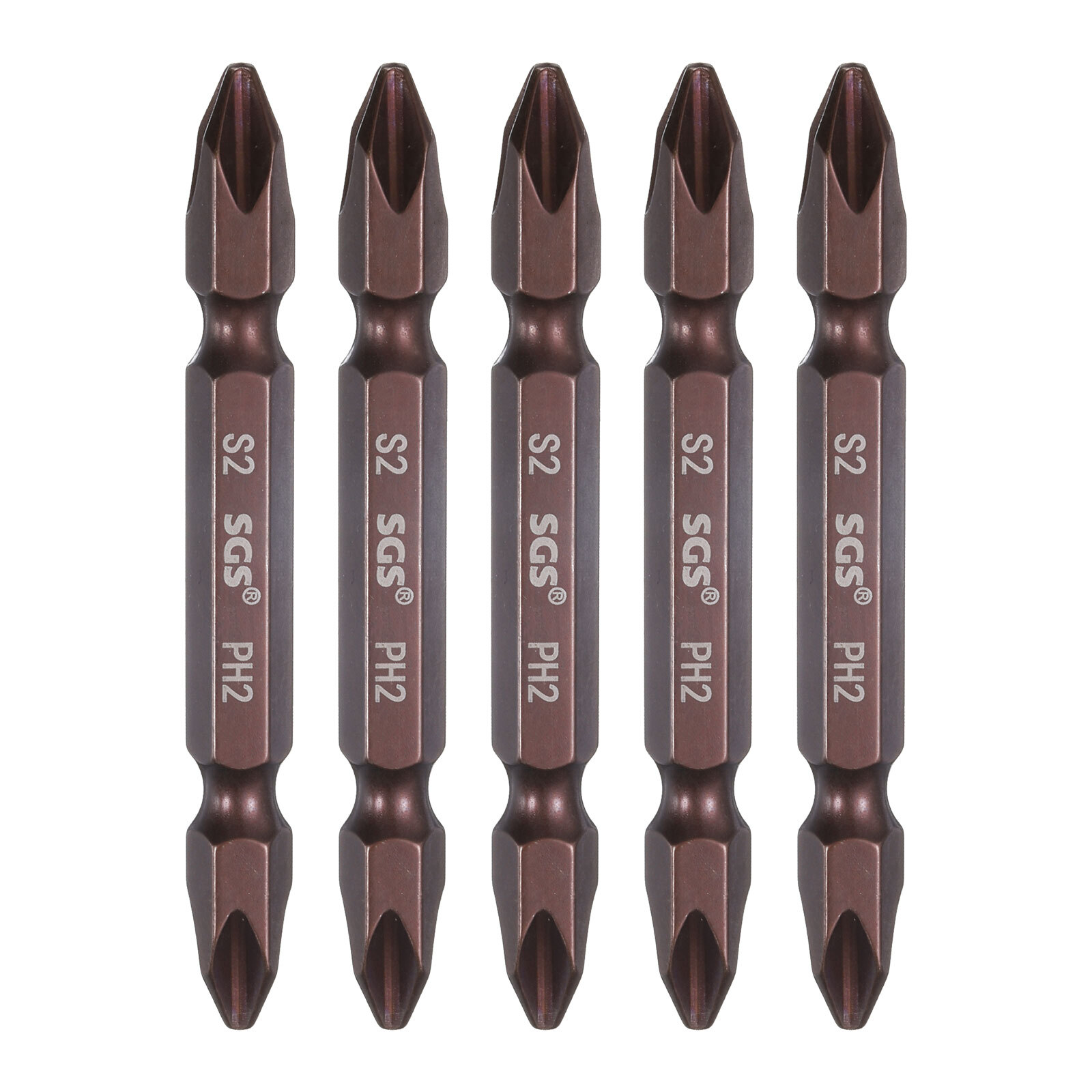 5pcs PH2 Magnetic Double-Ended Phillips Screwdriver Bits 2.56 Inch Red-image