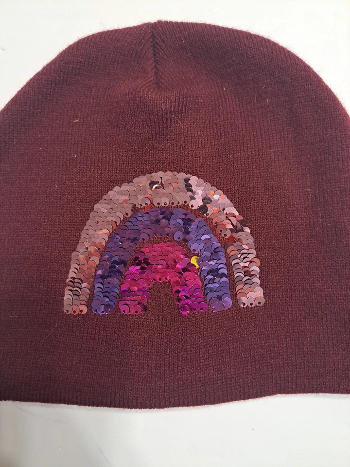 Gorro de lentejuelas abatibles arco iris azul marino antiguo para niñas talla L-XL Foto 3 de 4