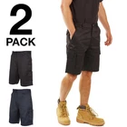 Mens 2 x Pairs of Cargo Combat Work Shorts Size 30 to 40 - BLACK