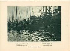 HAMBURG - Kupfertiefdruck : Im SCHWIMMDOCK. Frachtübernahme durch ELBKÄHNE. Dopp