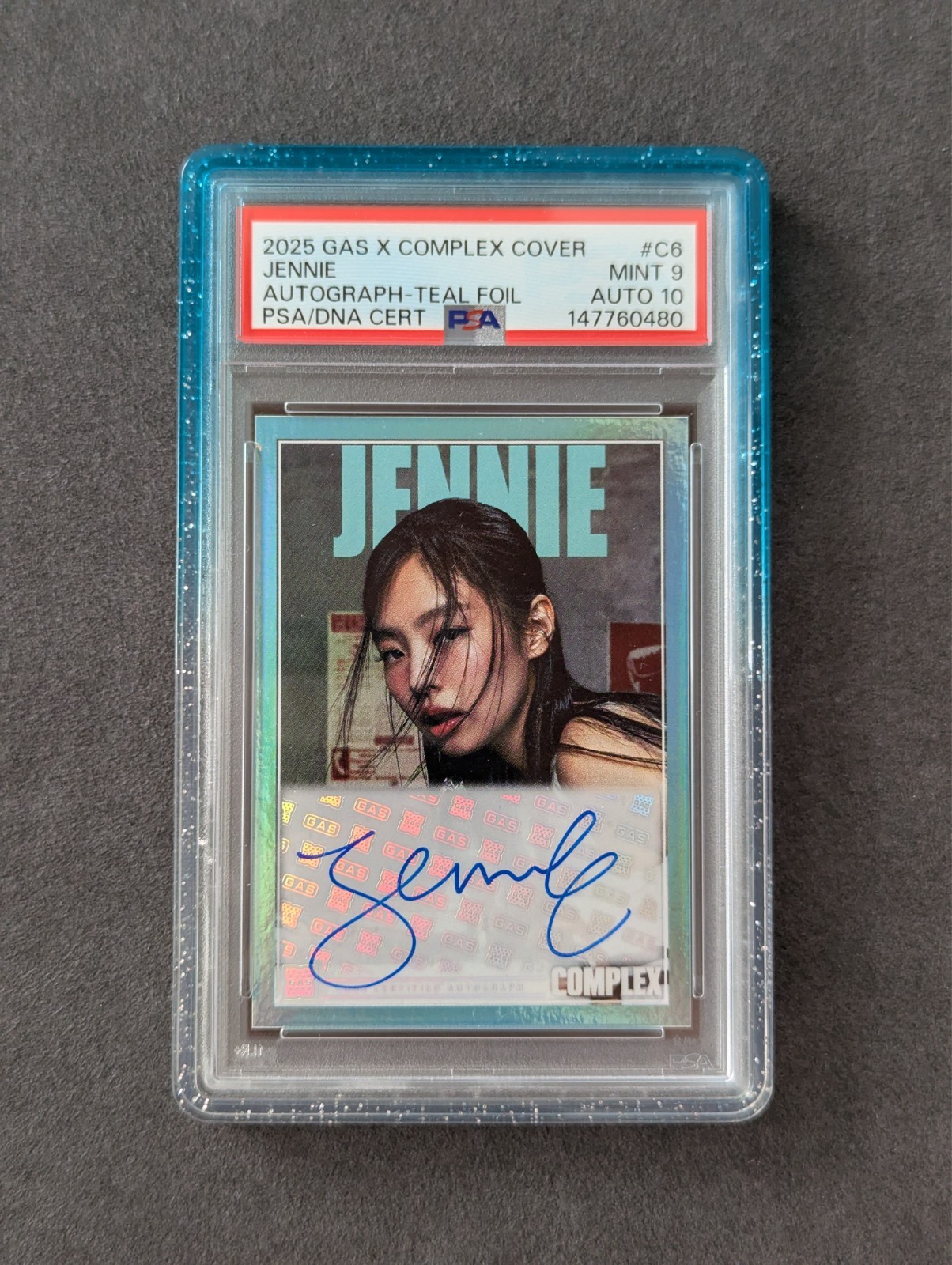 2025 GAS X COMPLEX COVER | #C6 JENNIE AUTOGRAPH-TEAL FOIL PSA 9 AUTO 10