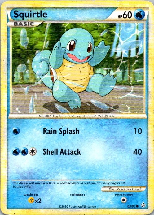 SQUIRTLE 63/95 COMMON HGSS UNLEASHED POKEMON NM/M