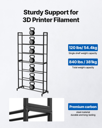 VEVOR 3D Printer Filament Storage Rack, 7 Tier Heavy Duty Storage ...