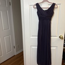 David s Bridal Junior Bridesmaid Dress Dark Purple Size 12 Polyester/Sleeveless