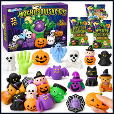32Pcs Halloween Squishy Toys - Party Favors, Blind Bag Treats, Stress Relief Squ