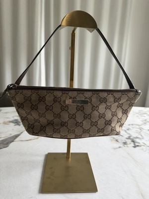 Gucci GG Monogram Shoulder Bag Brown Beige Classic Designer Purse