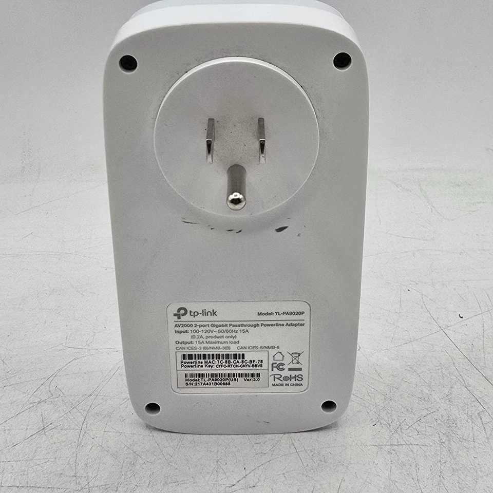 TP-LINK TL-PA9020P 2000mbs 2-Port Gigabit Passthrough Power Adapter Noise Filter - Image 2 of 4