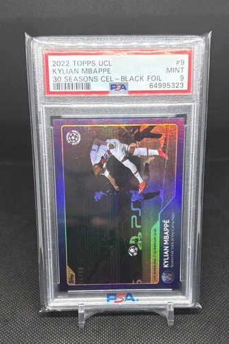 2022 Topps UCL Kylian Mbappe 30 Seasons Black Foil 16/99 #9 PSA 9