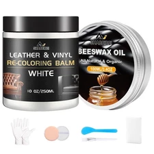 Leather Repair Kit Recoloring Balm Cleaner Conditioner Waterproof Beeswax Oil...