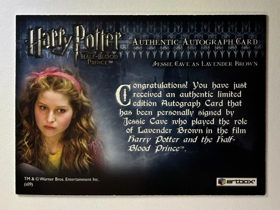 Harry Potter Jessie Cave Lavender Brown HBP Cinema Artbox Auto Autograph Card - Image 2 of 2