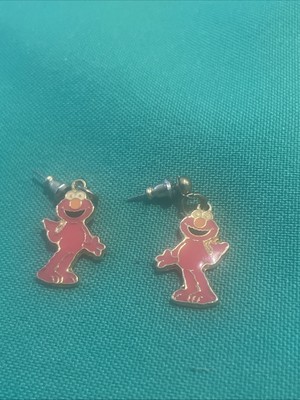 90s Elmo Monster Sesame Street Henson Enamel Muppets Post Earrings