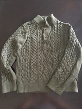Gap Boys Cable Knit Sweater Size XL Olive Green Fisherman Preppy Classic Uniform