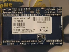 Apacer T2BJ00 44 Pin 1GB IDE Flash Memory HF 8C.4EB16.7254B 628510-001 PATA