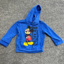 Disney Hoodie Boys Size 24M Blue Mickey Mouse One of a Kind Graphic Sweatshirt