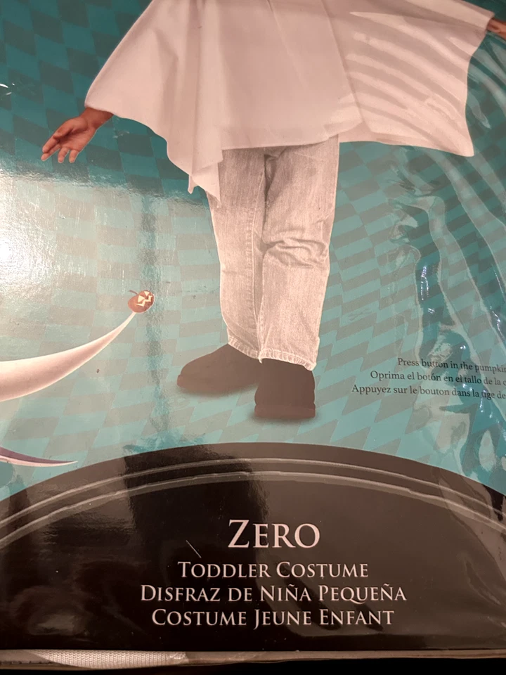 ZERO Toddler SMALL 2T Costume NEW w/Cape & Headpiece w/Lightup Pumpkin Nose - Image 4 of 4