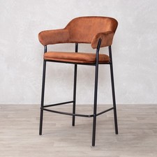 BURNT ORANGE BAR STOOL VELVET WATERPROOF COMMERCIAL RESTAURANT SEATING
