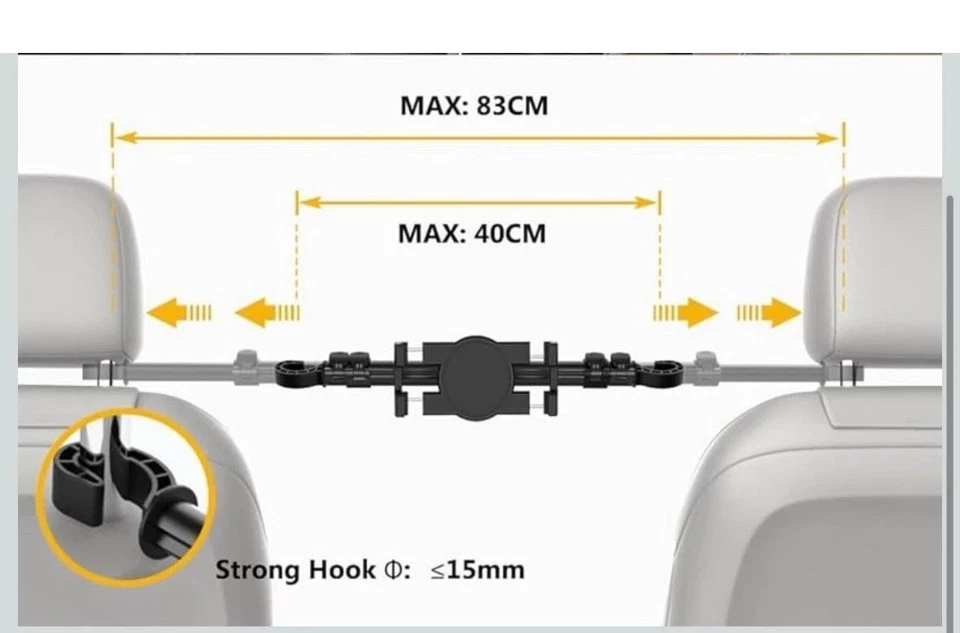 Car Headrest Middle Tablet Mount Between Backseat Holder Reat Seat Tablet Stand - Image 4 of 4