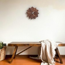 Orologio da parete fatto a mano in compensato impiallacciato noce di ardeola - noce origami