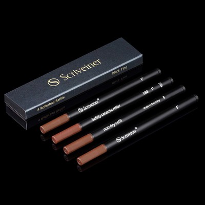 Scriveiner Rollerball Refill Black Fine - 4 Refills Designed 