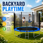 6FT Garden Trampoline with Safety Enclosure Net Kids Outdoor Bouncer Rebounder