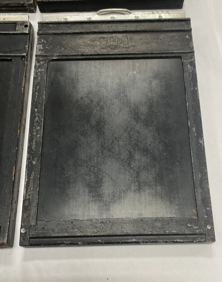 Lote de 6 placas soporte película prensa gráfica Graflex foto de colección piezas madera 4x5 Foto 2 de 4