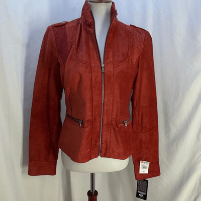 NWT Black Rivet Wilsons Leather suede jacket soft Rust Red/Brown Sz L