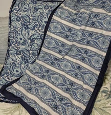 Noble Excellence Pair Of King Size Blue And White Paisley Medallion Pillow Shams