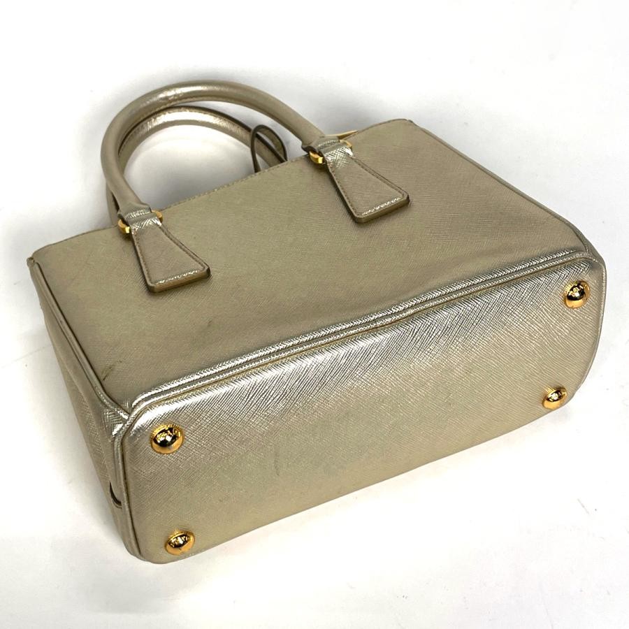 PRADA Galleria 2-Way Shoulder Bag Handbag Leather Gold #BS908 thumbnail 2