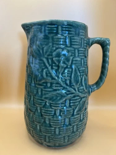 BRUSH MCCOY 1920’s Morning Glory Willow Basket Weave Pitcher Art Pottery VG+++