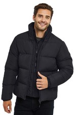 Lightweight Mens Puffer Jacket Closure London Quilted Padded Warm Coat Pockets