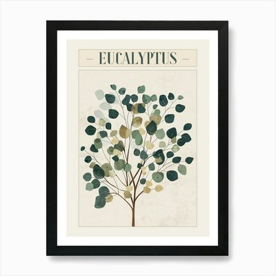 Eukalyptusbaum Minimal Japandi Ill gerahmtes Wandbild Poster Leinwanddruck Bild