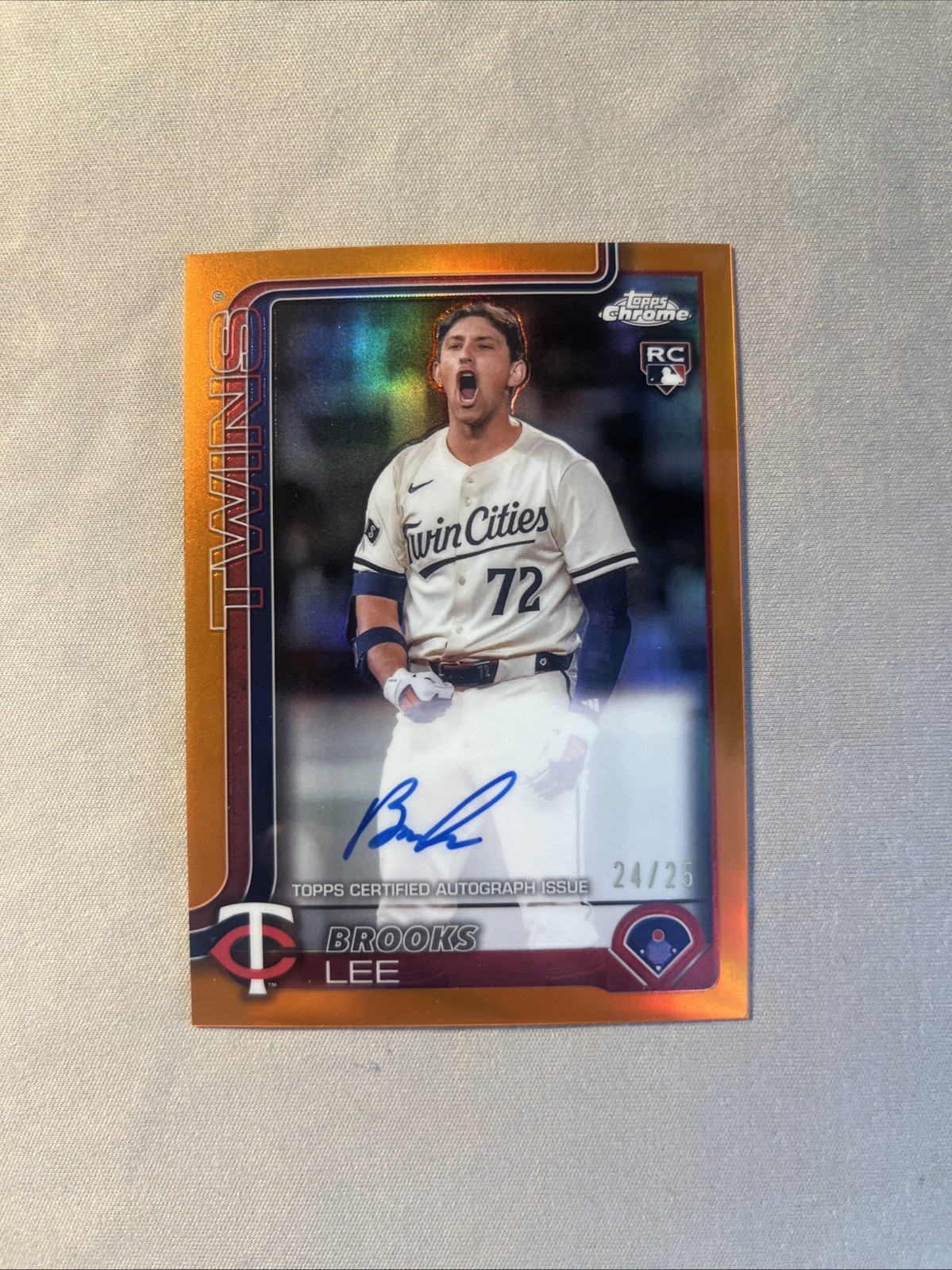 2025 Topps Chrome Brooks Lee Orange Refractor Rookie Auto /25