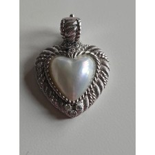Judith Ripka Pearl & Diamonique Heart Pendant in Sterling Silver 925