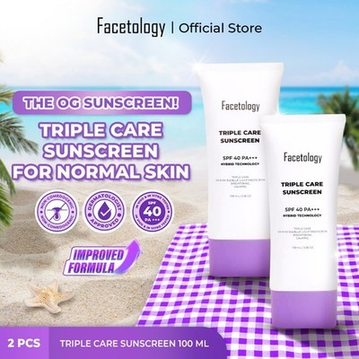 Triple Care Face Sunscreen SPF40 PA+++ 40ml+100ml Bundle Set Daily Glow