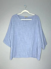 Beyond Capri Lagenlook Top Oversized Boxy Made in Italy OS Relaxed Gauzy Cotton