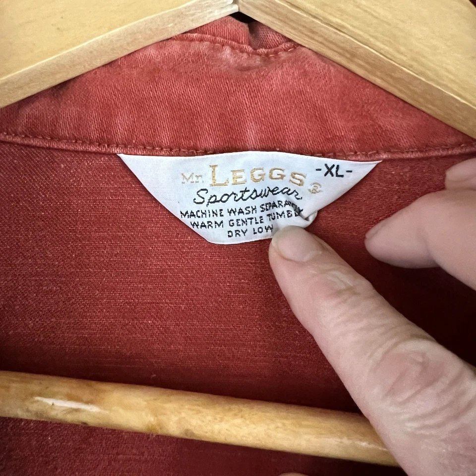 VTG 70s Distressed Faded Mr Leggs Sportswear Moleskin Jacket Red XL - Image 4 of 4