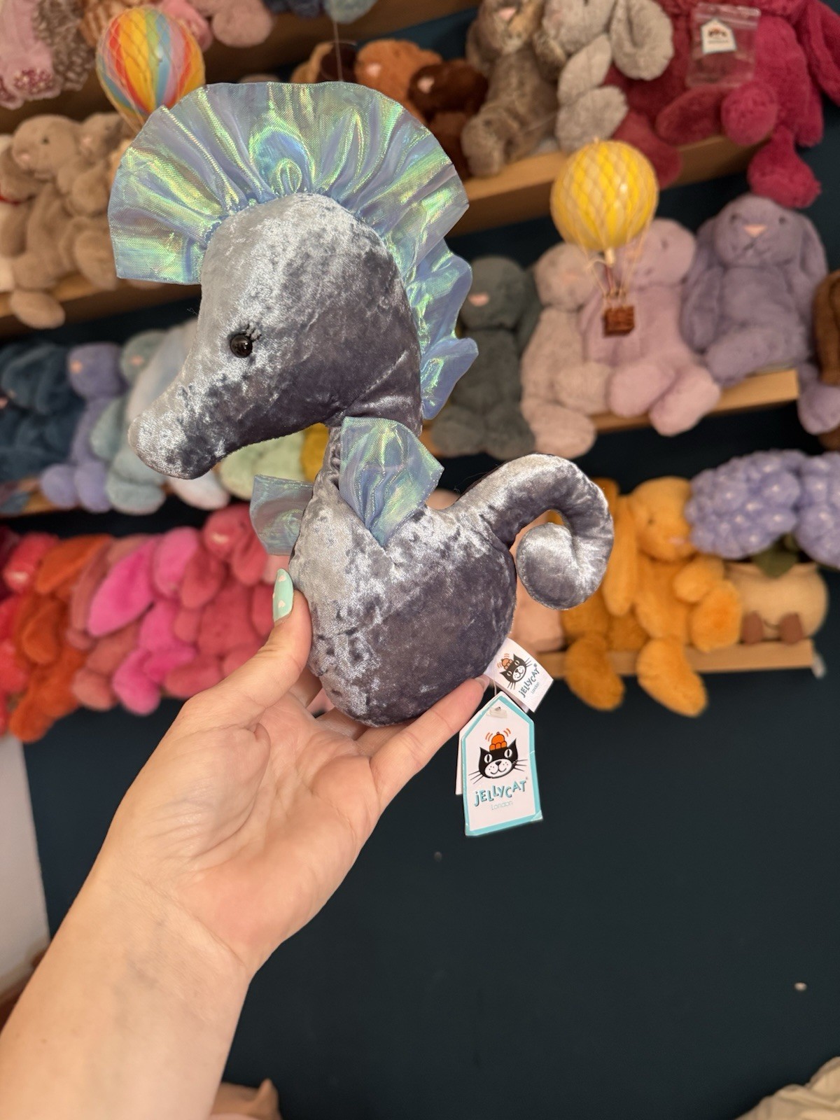 Jellycat Blue Coral Cutie Seahorse CC6B peluche hippocampe bleu