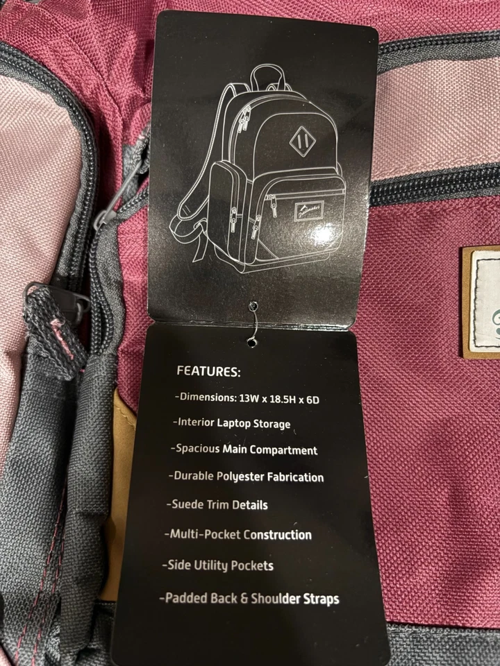 Mochilas Trailmaker Heritage de varios bolsillos con correa acolchada rosa para almacenamiento para computadora portátil Foto 4 de 4