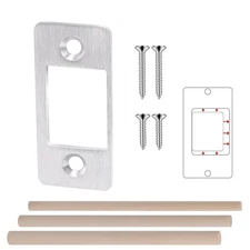 Large Hole Deadbolt Restorer Strike Plate Stainless Steel Round Corner Latch