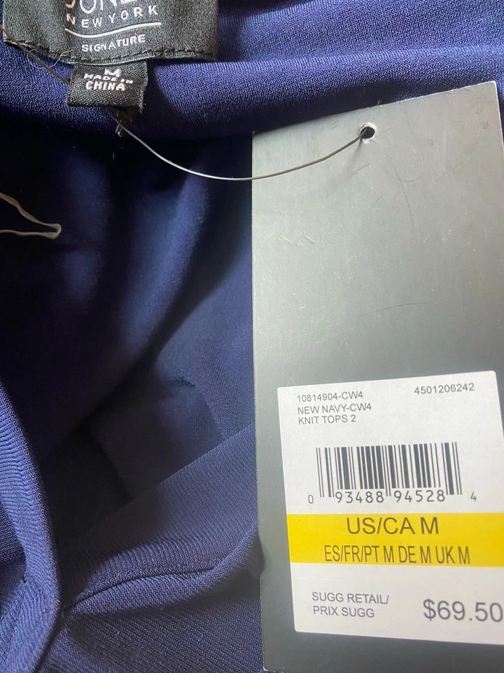 Blusa pulôver média manga 3/4 Jones New York feminina nova com etiquetas US$ 69,50. Azul - Imagem 3 de 4