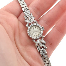 Lady Vintage Rolex Manual Watch 18k Solid White Gold with Diamonds Circa 1950s