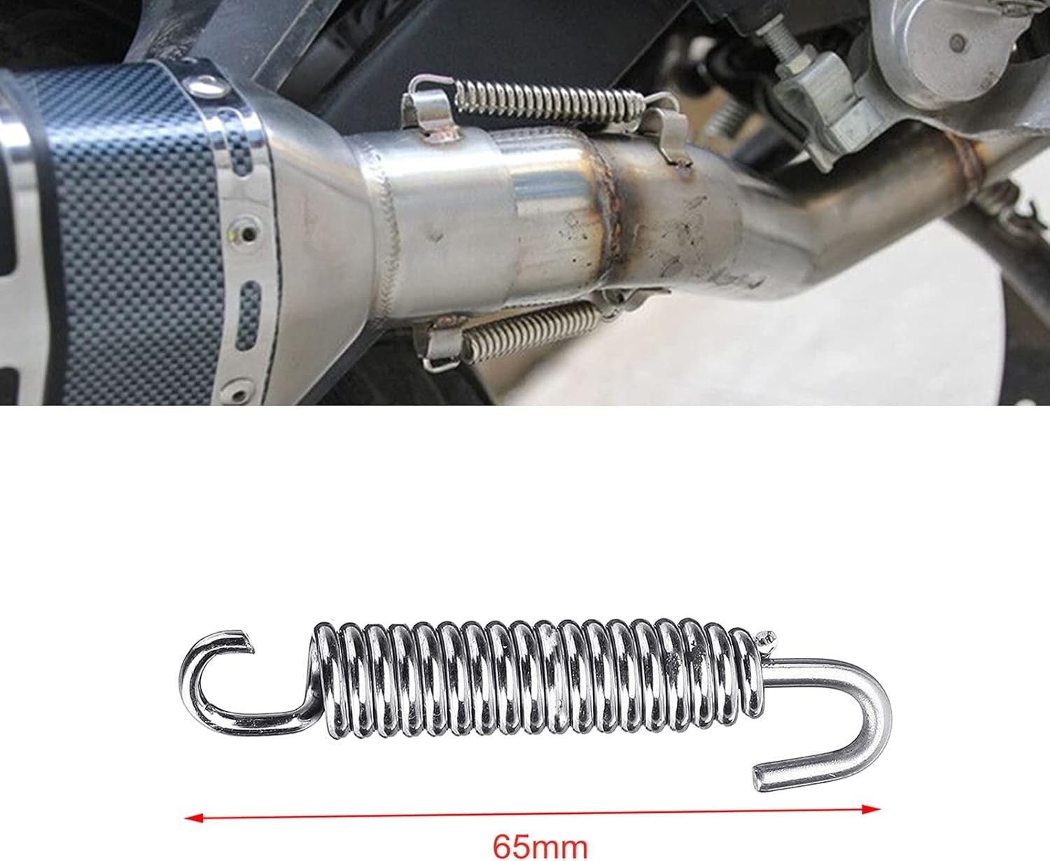 Motorcycle Exhaust Pipe Springs, 6Pcs Stainless Steel 65mm Motorcycle Exhaust