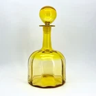 Blenko 6942 Lemon Yellow Handblown Glass Decanter Round Stopper Myers 11.5"