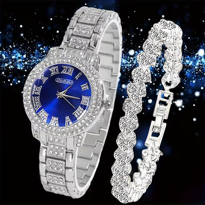 2pcs Women Watch & Bracelet Set Elegant Quartz Watch with Matching Bracelet