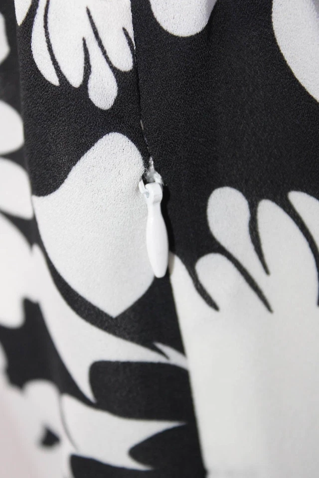 Nicole Miller Womens Floral Print Zipped Short Sleeve Layered Dress Black Size S - Image 4 of 4