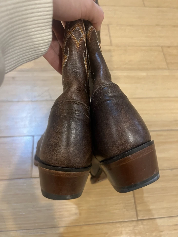 Tony Lama Santa Fe Botas del Oeste Vaquero Cuero Punta de Ala Marrón Talla 6B Foto 4 de 4