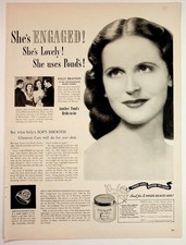 Pond's Cold Cream 1940s Magazine Ad Sally Brannon Engaged Bride WWII Era