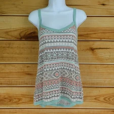 Sugarfox Lightweight Knit Tank Top Womens Sz M Multicolor Geometric Soft Stretch