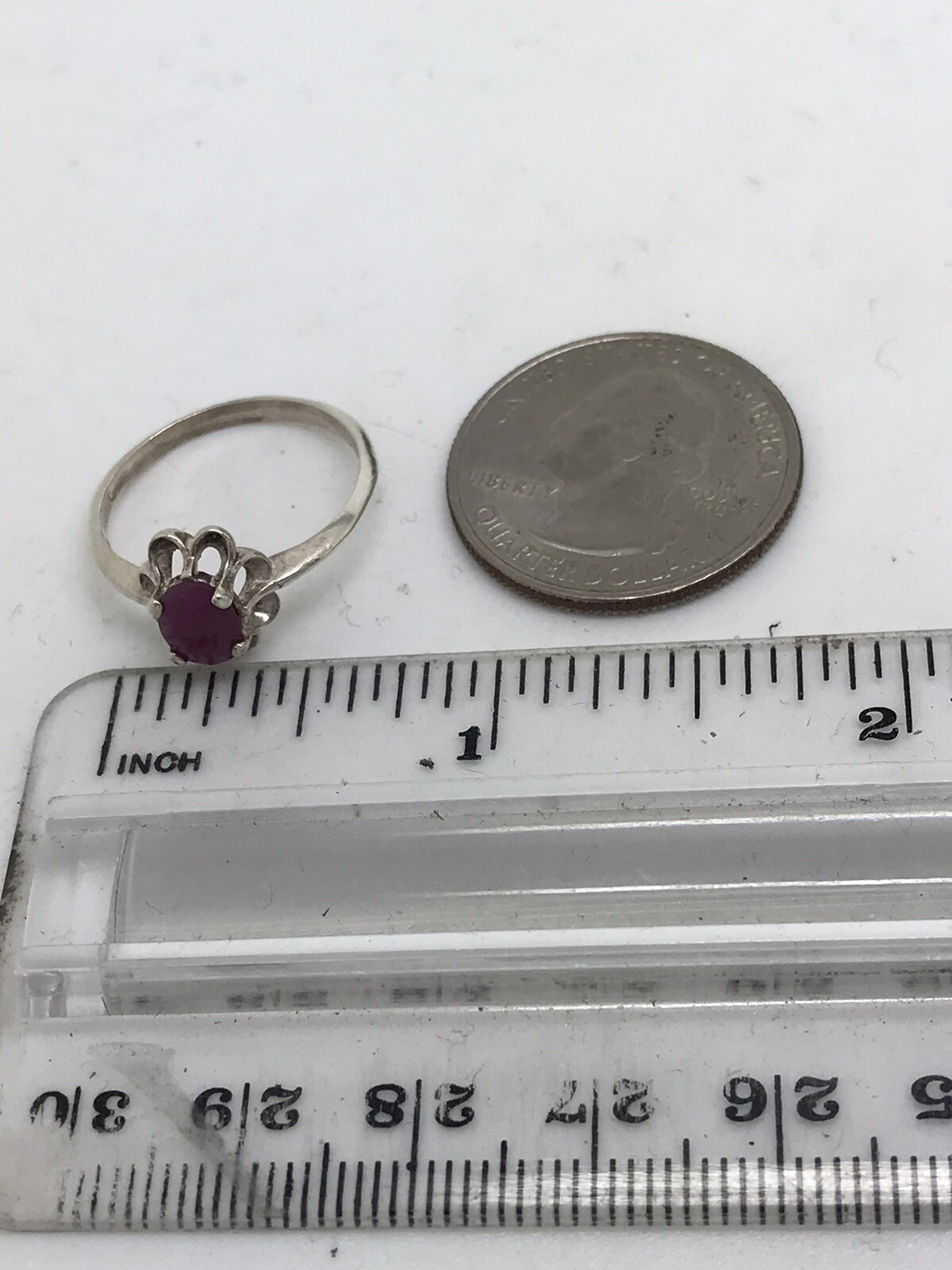 Solitaire Oval Red Ruby Flower Prong Setting 925 … - image 5