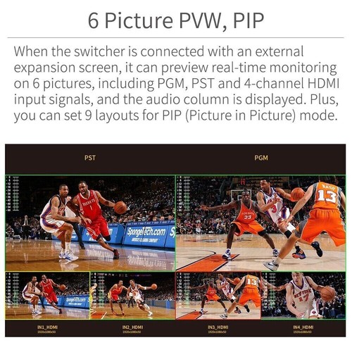FEELWORLD LIVEPRO L1 V1 Multi Format Video Mixer Switcher Live Stream 4 HDMI - Picture 9 of 12